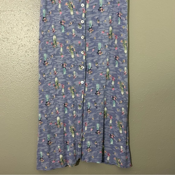 Vintage Caren Desiree Company CDC Button Front Maxi Dress Sz 10 Flower Vases 90s - Picture 3 of 8